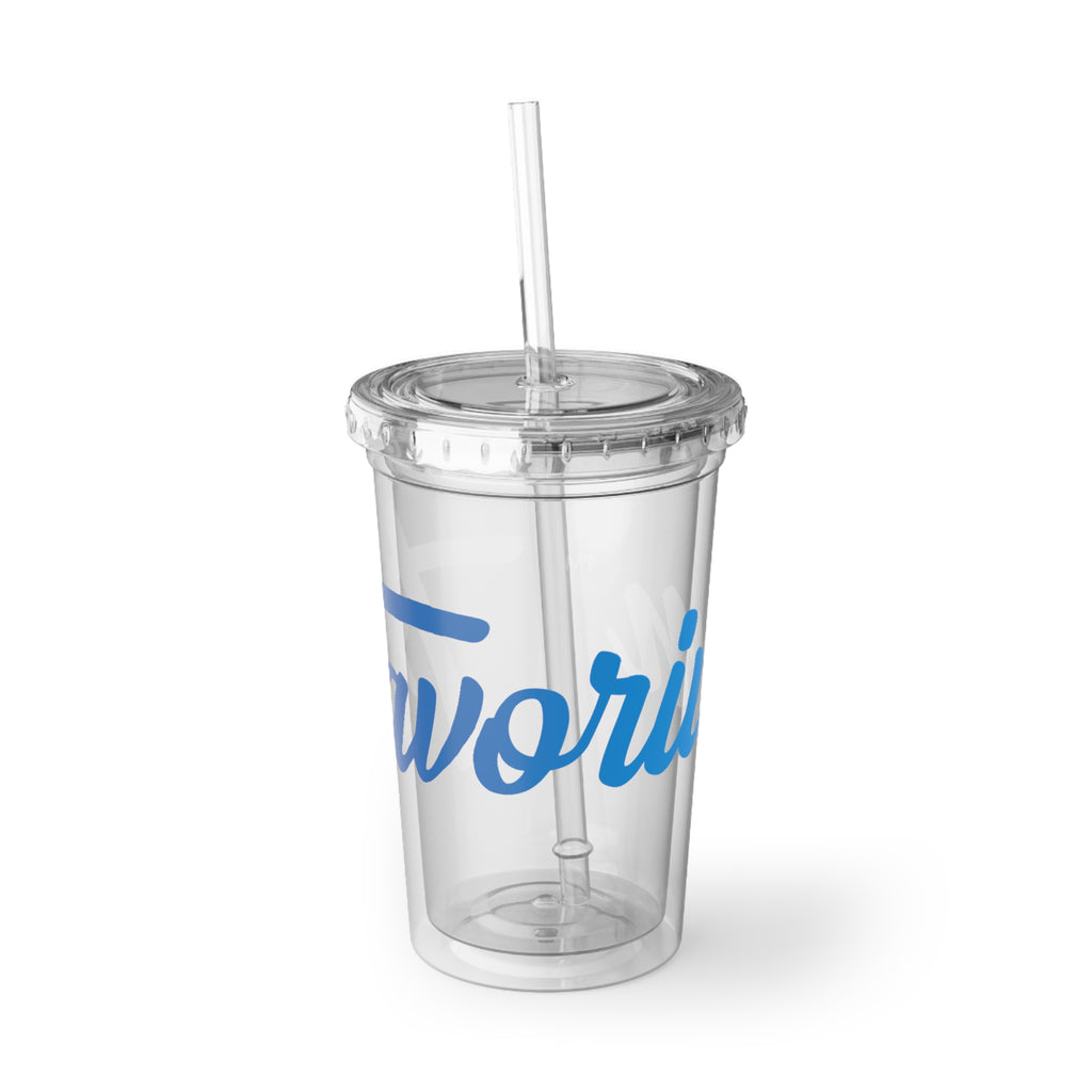 Suave Acrylic Cup — Blue Script Travel Tumbler with Straw