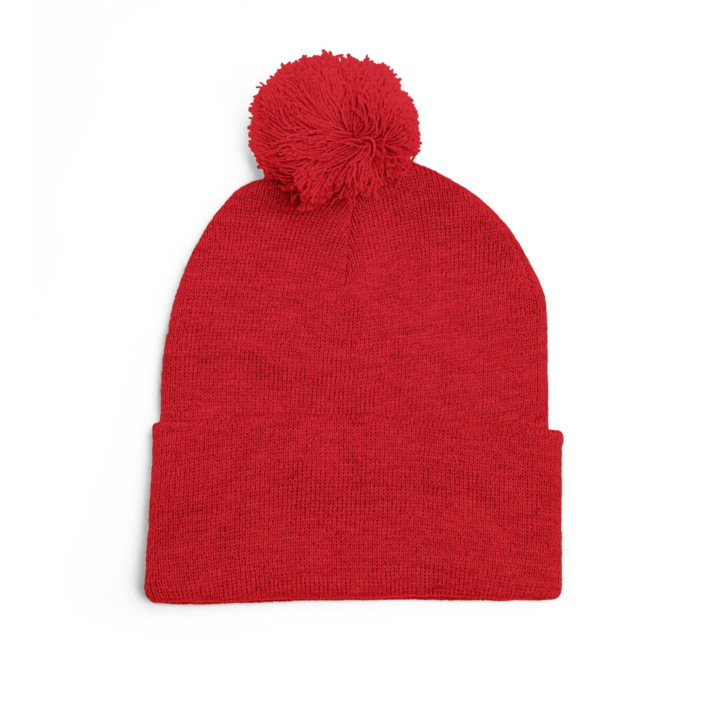 Pom-Pom Knit Cap — Embroidered 'Travorium' Winter Beanie