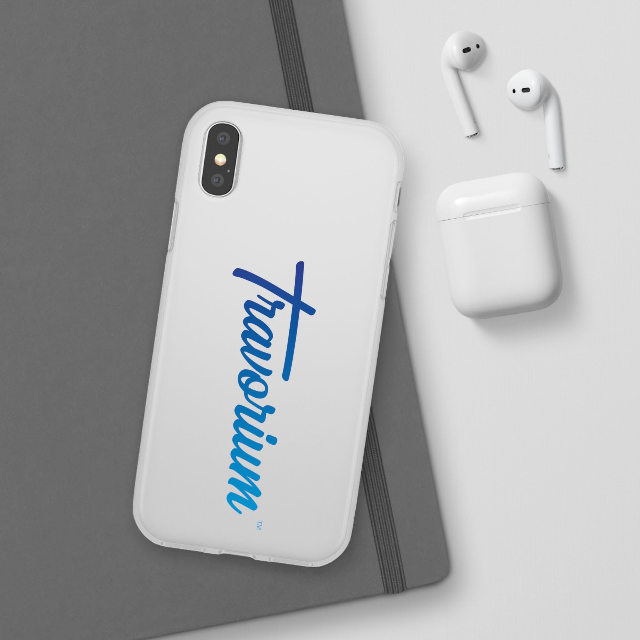 Phone Case — 'Travorium' Blue Script Flexible Protective Case