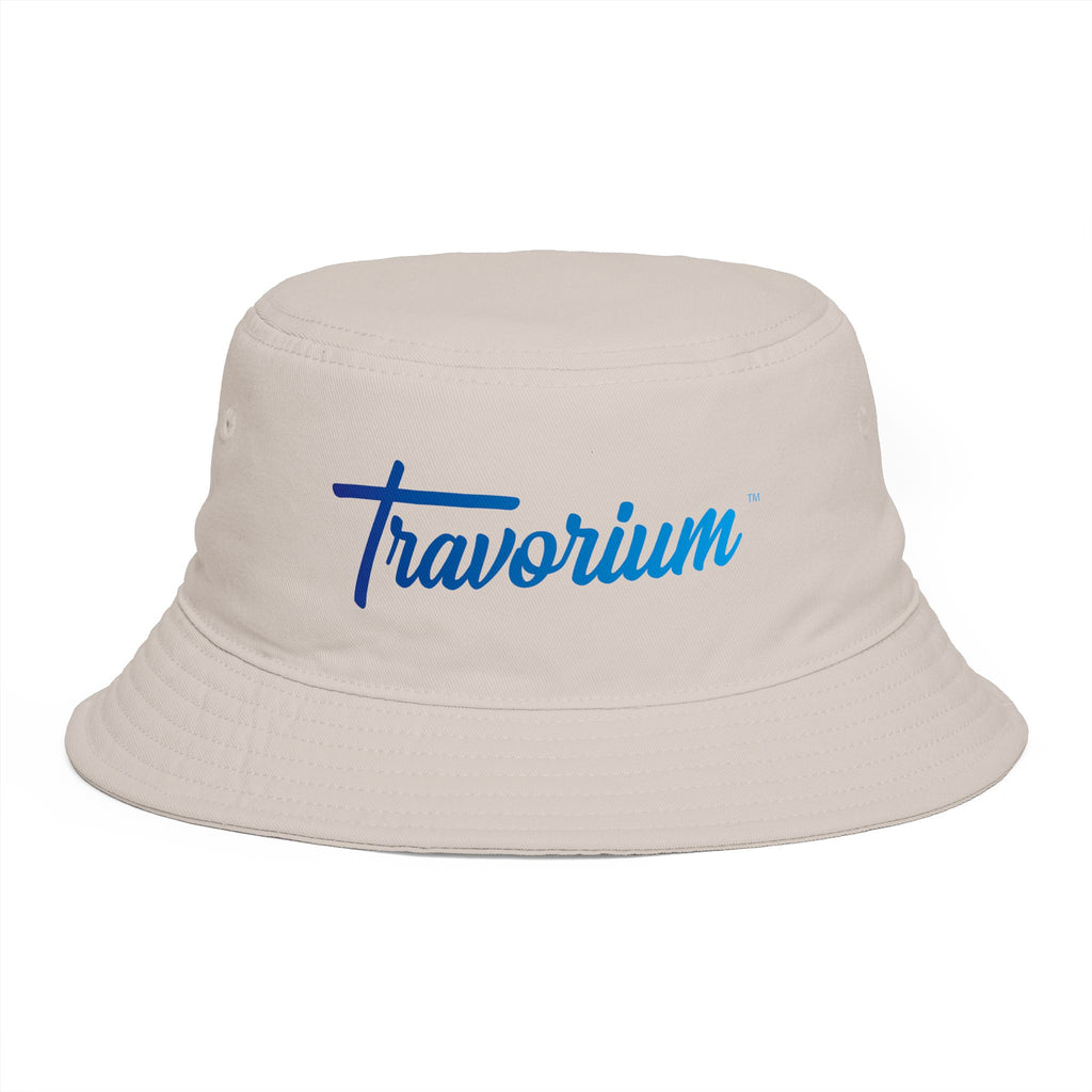 Travorium Embroidered Bucket Hat — Casual Script Logo Summer Sun Hat