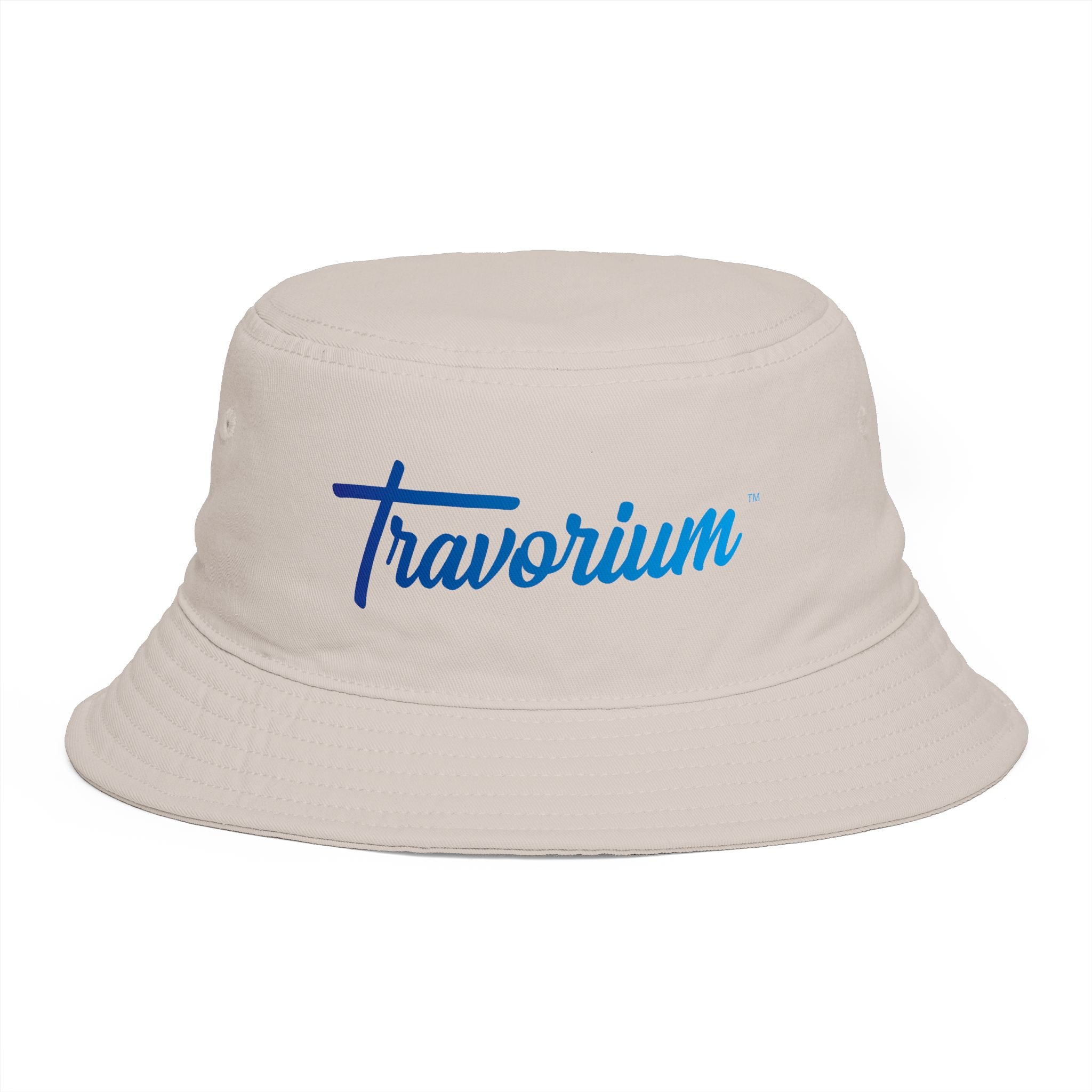 Travorium Embroidered Bucket Hat — Casual Script Logo Summer Sun Hat