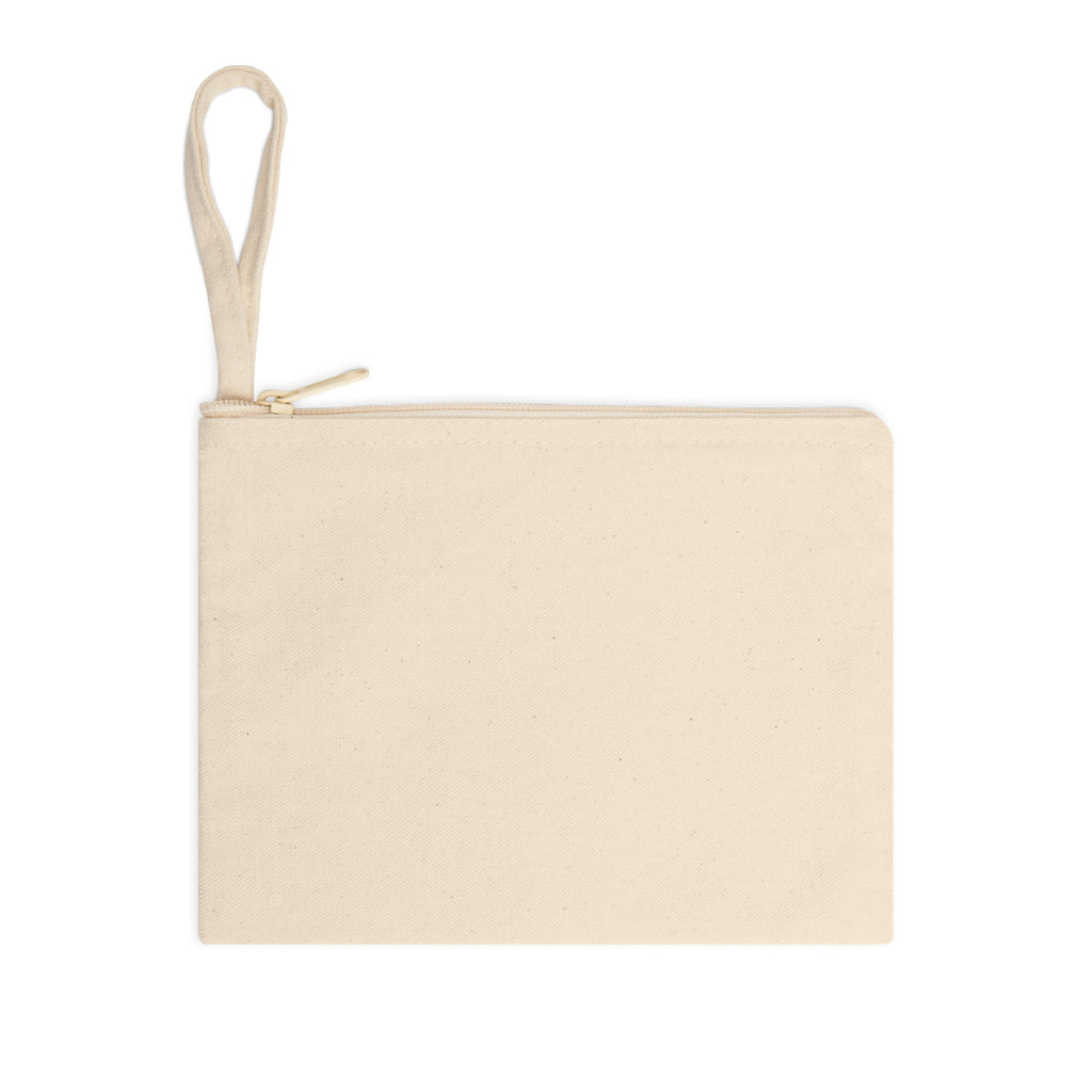 Canvas Zipper Pouch with Blue Brushstroke Cross — Minimalist Accessory Bag